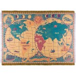 MayNest World Map Throw Blanket Reversible Hippie Bohemian Vintage Yellow Red Knitted Large Fringed Cotton Woven Tapestry Colorful Boho Fantasy Rug Sofa Loveseat Chair Recliner Couch Cover S: 51x71