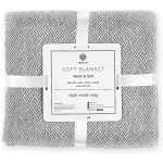 MOTINI Grey Throw Blanket Gray and White Textured Hand Knitted Cozy Plaid Pattern Decorative Farmhouse Throws and Blankets for Couch Bed 50"x60" 100% Cotton