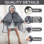Penguin Wearable Hooded Blanket for Adults – Fuzzy Super Soft Warm Cozy Plush Flannel Fleece & Sherpa Hoodie Throw Cloak Wrap Penguin Gifts for Women Adults Girls and Kids