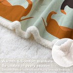 Sleepwish Dachshund Blanket Weiner Dog Blanket Throw for Kids Girls Boys Soft Sausage Fleece Blanket Green Cute Doxie Sherpa Plush Blanket Daschund Gifts for Adults Women 50" X 60"