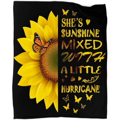 Sunflower Butterfly Blanket Soft Warm Lightweight Cozy Plush Throw Blanket Bed Couch Sofa Office Decor 50"x60" Gifts for Women