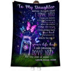To My Daughter Gifts from Mom Blanket Gifts for My Daughter Blanket from Mom Butterfly Blankets and Throws Fleece Throw Blankets 50x60 In,Gifts for My Daughter Happy Birthday Anniversary Graduation