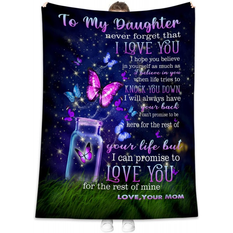 To My Daughter Gifts from Mom Blanket Gifts for My Daughter Blanket from Mom Butterfly Blankets and Throws Fleece Throw Blankets 50x60 In,Gifts for My Daughter Happy Birthday Anniversary Graduation