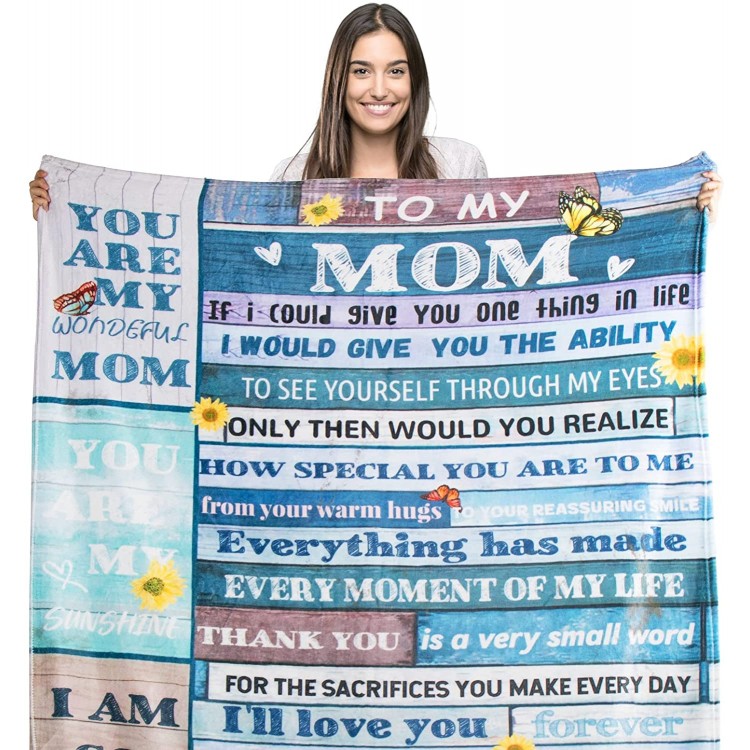 to My Mom Gift Blanket Birthday Gifts Warm Blankets for Mom from Daughter or Son Unique Soft Fleece Blanket Throw for Couch Bed Sofa 50 x 60 inches Blue