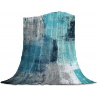 Turquoise Blanket Gray Aqua Abstract Paint Art Graffiti Lattice Super Soft Breathable Flannel Throw Blankets Cyan Teal Warm Cozy Decorative for Sofa Chair Bedroom All Seasons Use 40x50 inch