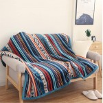 Ukeler Flannel Sherpa Throw 50'' x 60''- Bohemian Soft Plush Flannel Blanket Throws for Bed Couch Sofa Office Camping