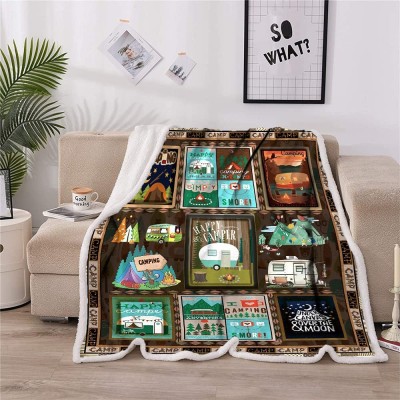 ZYDZ Ultra Soft Camping Bus Throw Blankets Retro Bus Camper Decor Sherpa Blanket Lightweight Warm Camping Blanket Suitable for Sofa Couch Bed SMR 7 130x150cm50x60inches