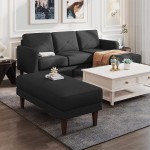 Belffin Convertible Sectional Sofa Couch with Ottoman Reversible L Shaped Sofa Couch Set in Fabric Dark Grey