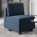 Belffin Modular Sofa Middle Module with Storage Accent Armless Chair for Modular Sectional Sofa Couch Velvet Blue