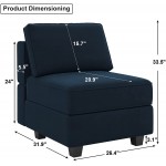 Belffin Modular Sofa Middle Module with Storage Accent Armless Chair for Modular Sectional Sofa Couch Velvet Blue