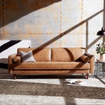 Brand – Rivet Aiden Mid-Century Modern Sofa Couch 86.6"W Cognac Leather