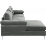 Casa Andrea Milano LLC Modern Large Velvet Fabric Sectional Sofa L Shape Couch with Extra Wide Chaise Lounge Grey