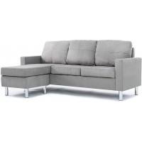 Casa Andrea Milano LLC Modern Sectional Sofa-Small Space Reversible Configurable Couch Grey Microfiber