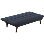 DHP Adley Small Space Modern Convertible Sofa Bed Linen Futon Navy Blue
