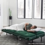 Edenbrook Gilman Armless Convertible Futon Compact DayBed – Supportive Sleeper Sofa Bed Sofabed Deluxe Forest Green Velvet