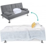 Folding Sofa Bed,Blanket,Convertible Futon Couch Loveseat Sleeper Sofa Sleeper with Removable Armrests & Blanket & 2 Cup Holders