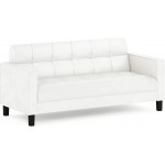 FURINNO Brive Contemporary Tufted 3-Seater Sofa Couch for Living Room White Faux Leather