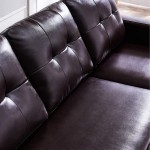 HONBAY Convertible Sectional Sofa Couch L Shaped Sofa Couch with Faux Leather Sectional for Small Apartment Brown