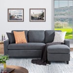 JAMFLY 78'' Convertible Sectional Sofa Couch 3-seat L-Shaped Wide Reversible Couch with Modern Linen Fabric Small Space Sofa for Living Room,Apartment and Office Dark Gray