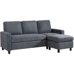 JAMFLY 78'' Convertible Sectional Sofa Couch 3-seat L-Shaped Wide Reversible Couch with Modern Linen Fabric Small Space Sofa for Living Room,Apartment and Office Dark Gray