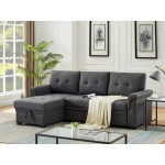 Lilola Home Lucca Reversible Sectional Sofa Couch Storage Chaise Pull Out Sleeper L-Shape Lounge Steel Gray Linen