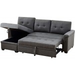 Lilola Home Lucca Reversible Sectional Sofa Couch Storage Chaise Pull Out Sleeper L-Shape Lounge Steel Gray Linen