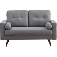 Loveseat Sofa Mid Century Modern Decor Love Seats Furniture Button Tufted Upholstered Love Seat Couch for Living Room Loveseat Light Gray