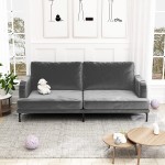 Mjkone Velvet Loveseat Sofa Couch Modern Couch Sofa Loveseat Recliner Sofa Couch for Small Space Living Room Bedroom Apartment Easy Assembly Grey