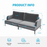 Mjkone Velvet Loveseat Sofa Couch Modern Couch Sofa Loveseat Recliner Sofa Couch for Small Space Living Room Bedroom Apartment Easy Assembly Grey
