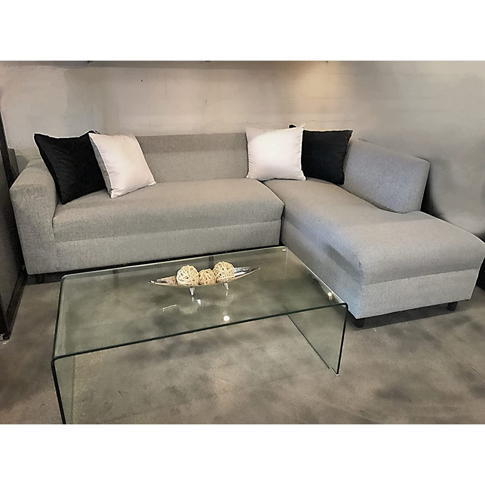 Modern Softkie Light Grey L-Sectional Sofa
