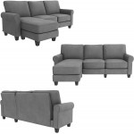 Nolany Reversible Sectional Sofa Couch for Small Apartment L Shape Sofa Couch 3-seat Sectional Couch Dusty Grey