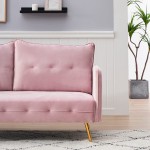 OUYESSIR Velvet Loveseat with 4 Golden Metal Legs Upholster Sofa Couch for Living Room and Bedroom,68Inches Pink