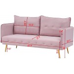 OUYESSIR Velvet Loveseat with 4 Golden Metal Legs Upholster Sofa Couch for Living Room and Bedroom,68Inches Pink