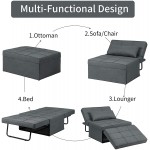 Saemoza Sofa Bed 4 in 1 Multi Function Folding Ottoman Sleeper Bed Modern Convertible Chair Adjustable Backrest Sleeper Couch Bed for Living Room Small Apartment,Deep Grey