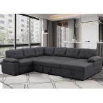 Sectional Sofa Sleeper Couch Living Room Set Modular Sectional Sofa 117" U Shaped Couch Furniture Sets with Storage Chaise fit Apartment Deep Grey