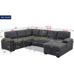 Sectional Sofa Sleeper Couch Living Room Set Modular Sectional Sofa 117" U Shaped Couch Furniture Sets with Storage Chaise fit Apartment Deep Grey