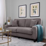 Serta Palisades Upholstered Sofas for Living Room Modern Design Couch Straight Arms Soft Fabric Upholstery Tool-Free Assembly 73" Sofa Gray
