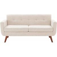Tbfit 67" W Loveseat Sofa Mid Century Modern Decor Love Seats Furniture Button Tufted Upholstered Love Seat Couch for Living Room Cream Beige