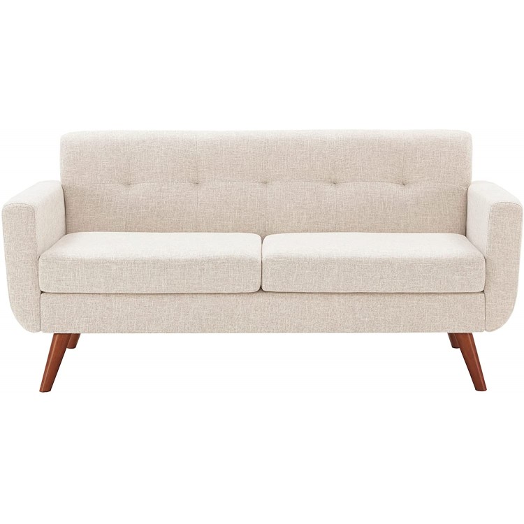 Tbfit 67" W Loveseat Sofa Mid Century Modern Decor Love Seats Furniture Button Tufted Upholstered Love Seat Couch for Living Room Cream Beige
