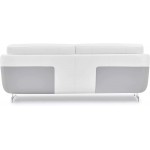 Zuri Furniture Modern Armondo Sofa in Two Tone White Microfiber Leather and Grey Accent