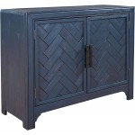 40" Console Table Sofa Table with 2 Door Cabinet and Adjusted Shelves Wood Accent Buffet Sideboard Serving Storage Cabinet for Living Room Entryway Kitchen Dining Room Antique Blue-n