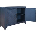 40" Console Table Sofa Table with 2 Door Cabinet and Adjusted Shelves Wood Accent Buffet Sideboard Serving Storage Cabinet for Living Room Entryway Kitchen Dining Room Antique Blue-n