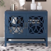 Danxee 40 Inch Wood Accent Buffet Sideboard Serving Storage Cabinet with Doors for Home Kitchen Dining Room Cupboard Console Table Navy Blue
