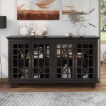 FRITHJILL Modern Buffet Sideboard 60" Accent Serving Storage Cabinet with 4 Doors and 2 Adjustable Shelves Entryway Hallway Foyer Console Table