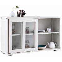 Generic Rainfally Buffet Cabinet Kitchen Storage Sideboard Cabinets Height Adjustable Shelf & Bi Directional Sliding Doors Antique Stackable Buffet Sideboard White 42In X 13In X 24.5In