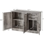 Giantex Buffet Server Sideboard Storage Cabinet Console Table Utensils Organizer Kitchen Dining Room Furniture Entryway Cupboard with 2-Door Cabinet and 2 Drawers Natural
