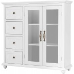 Giantex Buffet Sideboard Wood Storage Cabinet Console Table with 4 Drawers 2-Door Credenza Living Room Dining Room Furniture Buffet Server Kitchen Pantry Cupboard White