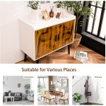Giantex Floor Storage Cabinet Buffets Sideboard Vintage Accent Cabinet Multifunctional End Console Table with Metal Legs for Living Room Bedroom Entryway Kitchen Dining Room Rustic Brown