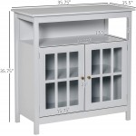HOMCOM Kitchen Sideboard Storage Buffet Cabinet with Open Shelf Glass Door Cabinet and Adjustable Shelf Grey