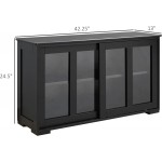 HOMCOM Modern Kitchen Sideboard Stackable Storage Cabinet Sliding Glass Door Console Cupboard Serving Buffet Black